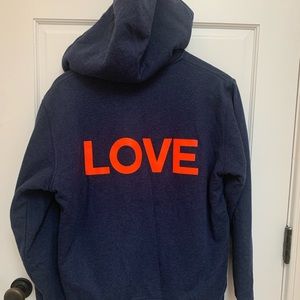 John Eshaya Fleece lined zip up hoodie with thumb holes. Size small